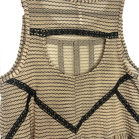 NWT Free People Toasted Almond Women's Tank Top Sheer Peplum Cutout Size Small - Picture 7 of 12